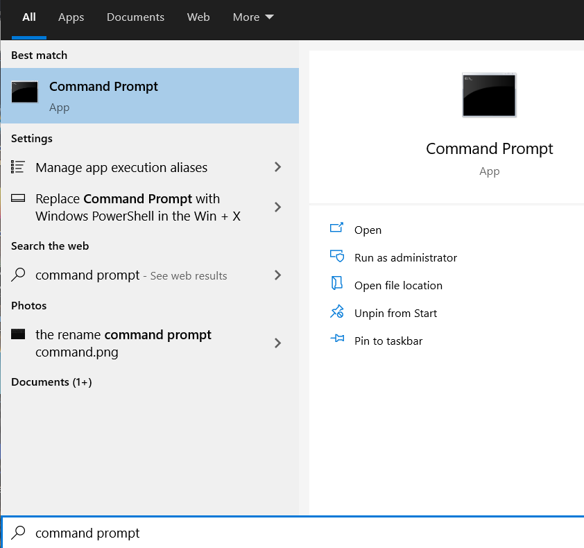 Поиск Командной строки в Windows