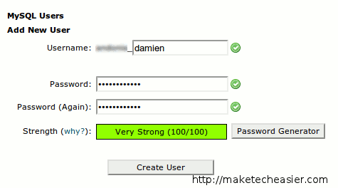Создание пользователя MySQL