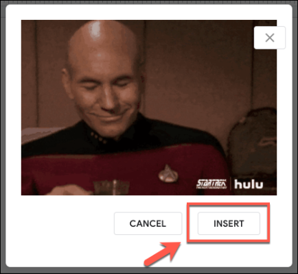 Нажмите Вставить, чтобы добавить изображение в презентацию Google Slides