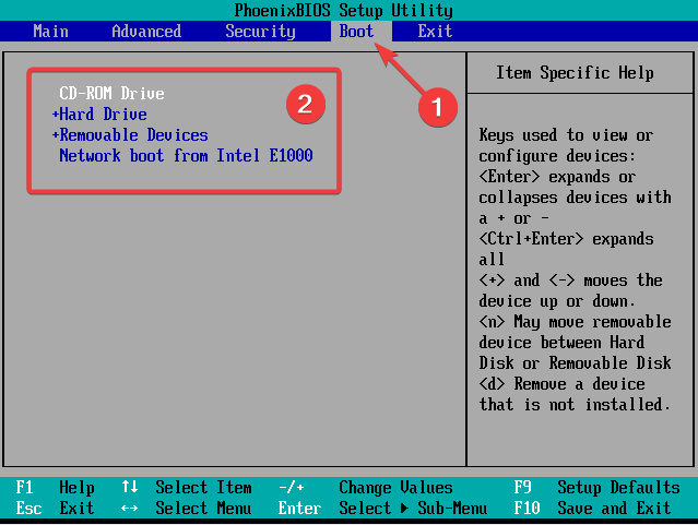Меню выбора загрузки для установки Windows