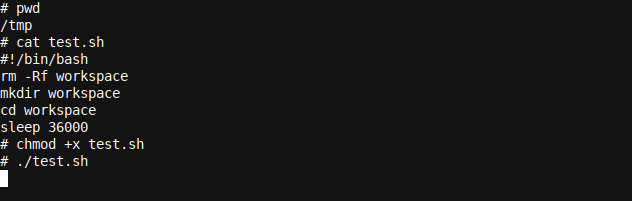 Запуск скрипта test.sh, который держит открытые директории, отображаемые lsof