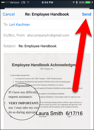 Нажмите Send для отправки ответа с помеченным изображением