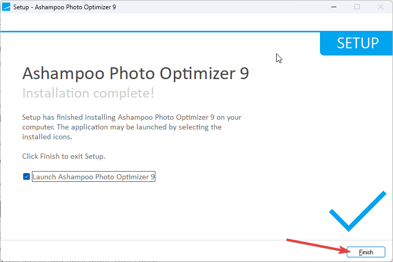 Завершение установки — кнопка «Готово»