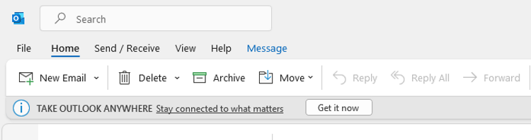 Outlook read aloud click Home