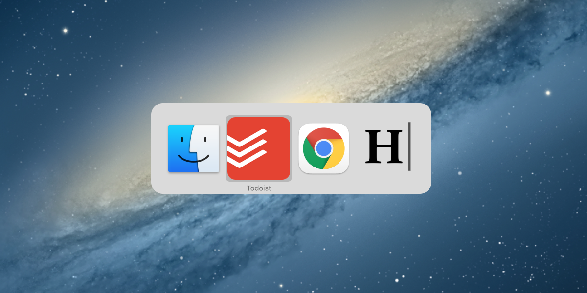 A screenshot of the macOS app switcher showing two app shortcuts
