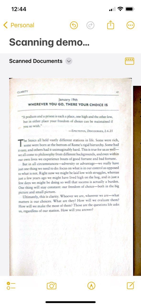 Сканирование документов в приложении «Заметки» на iPhone