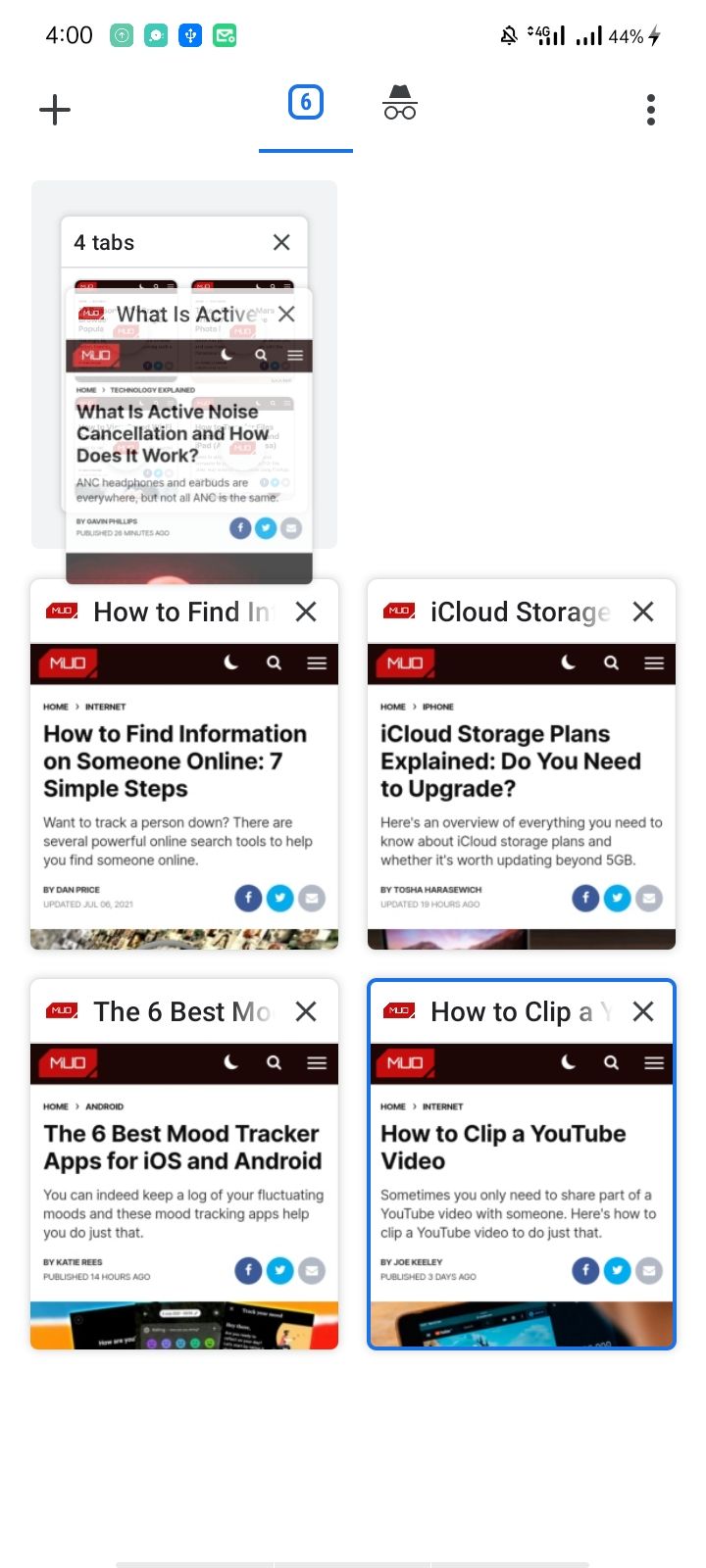 Перетаскивание отдельной вкладки в группу вкладок в переключателе вкладок Chrome