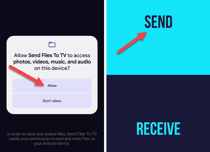 Предоставьте разрешение и нажмите «Send».