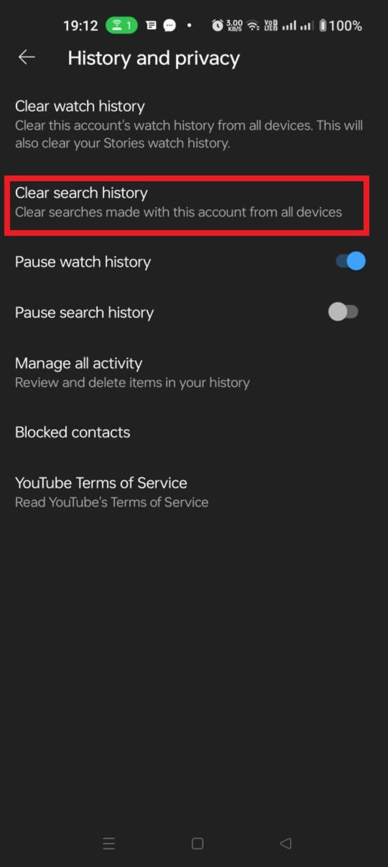Confirmation d'effacement de l'historique sur Android