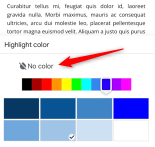 Нажмите опцию Нет цвета.