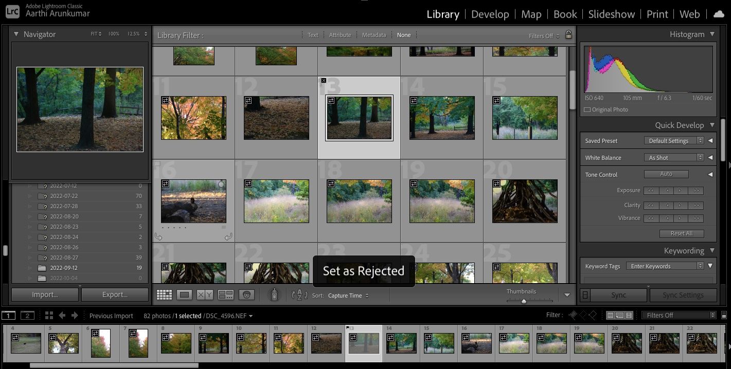 Reject Photos in Lightroom