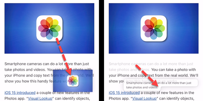 Плавающая фотография и текст.