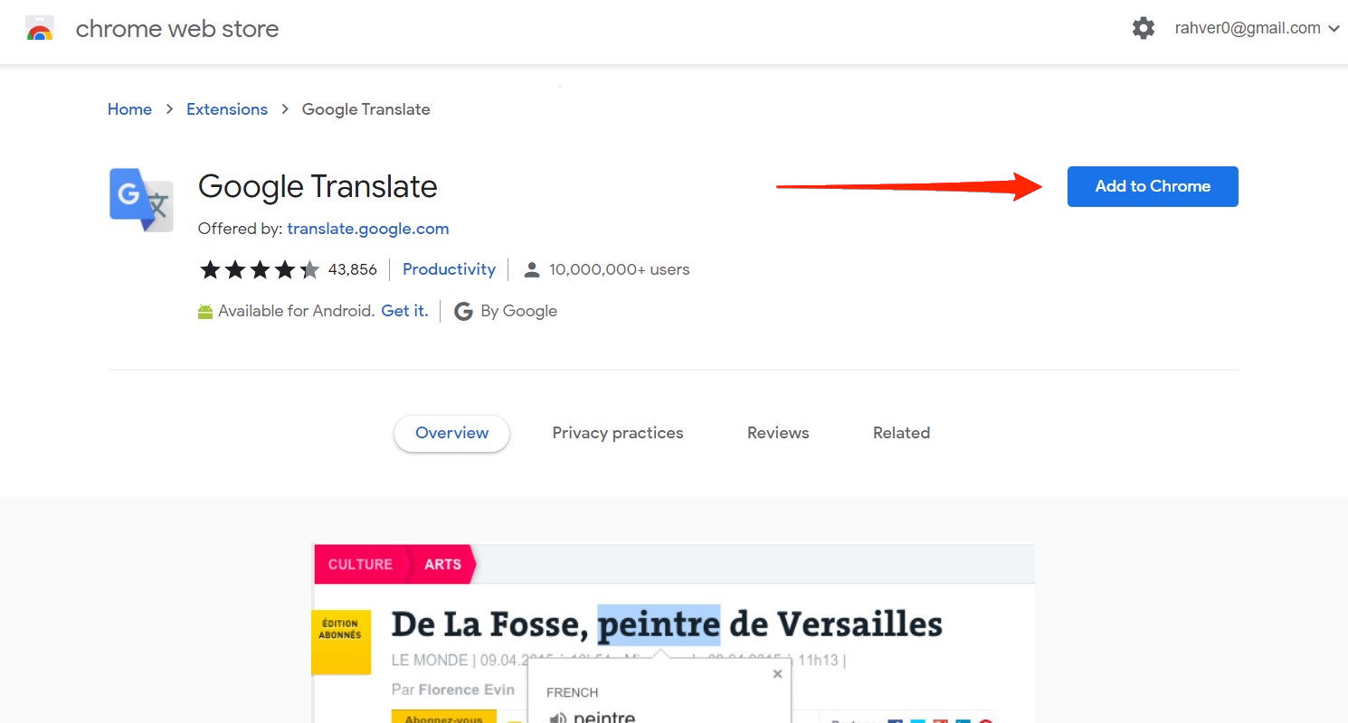 Иллюстрация: расширение перевода в Chrome Web Store