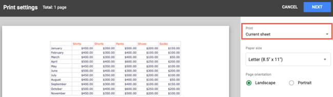Select Current Sheet