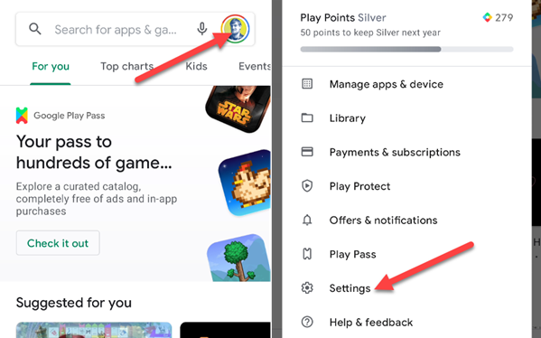 Нажмите на значок профиля и выберите 