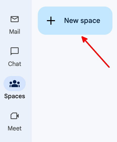 Кнопка New space для создания нового пространства