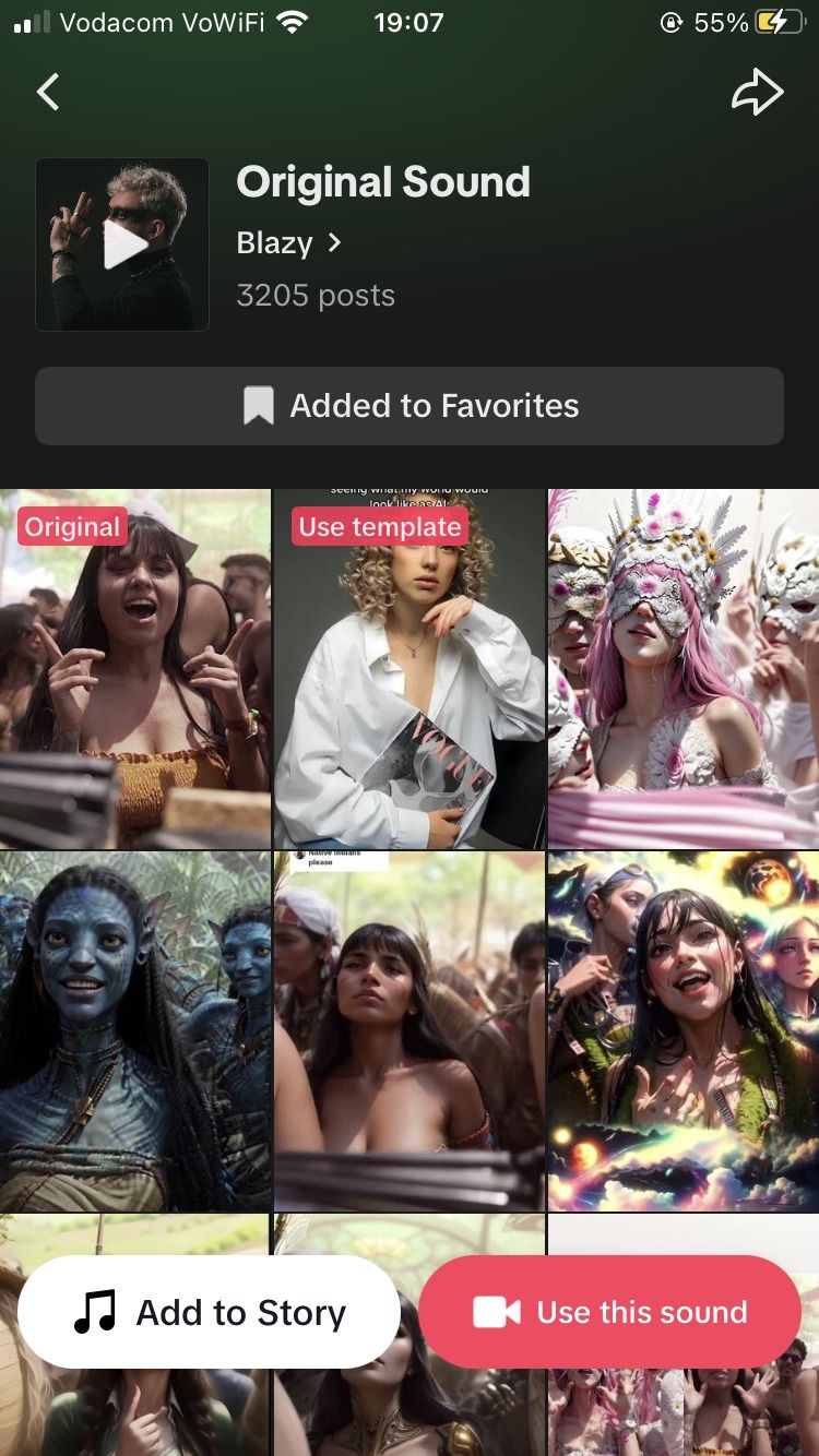 Страница с видео использующими аудио TikTok