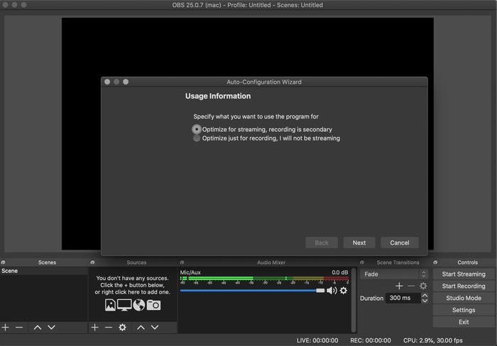 как транслировать на youtube с mac через obs - obs stream opt 1