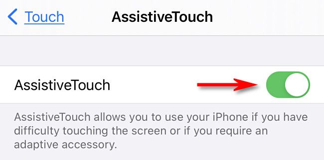 Включите переключатель AssistiveTouch в настройках доступности.