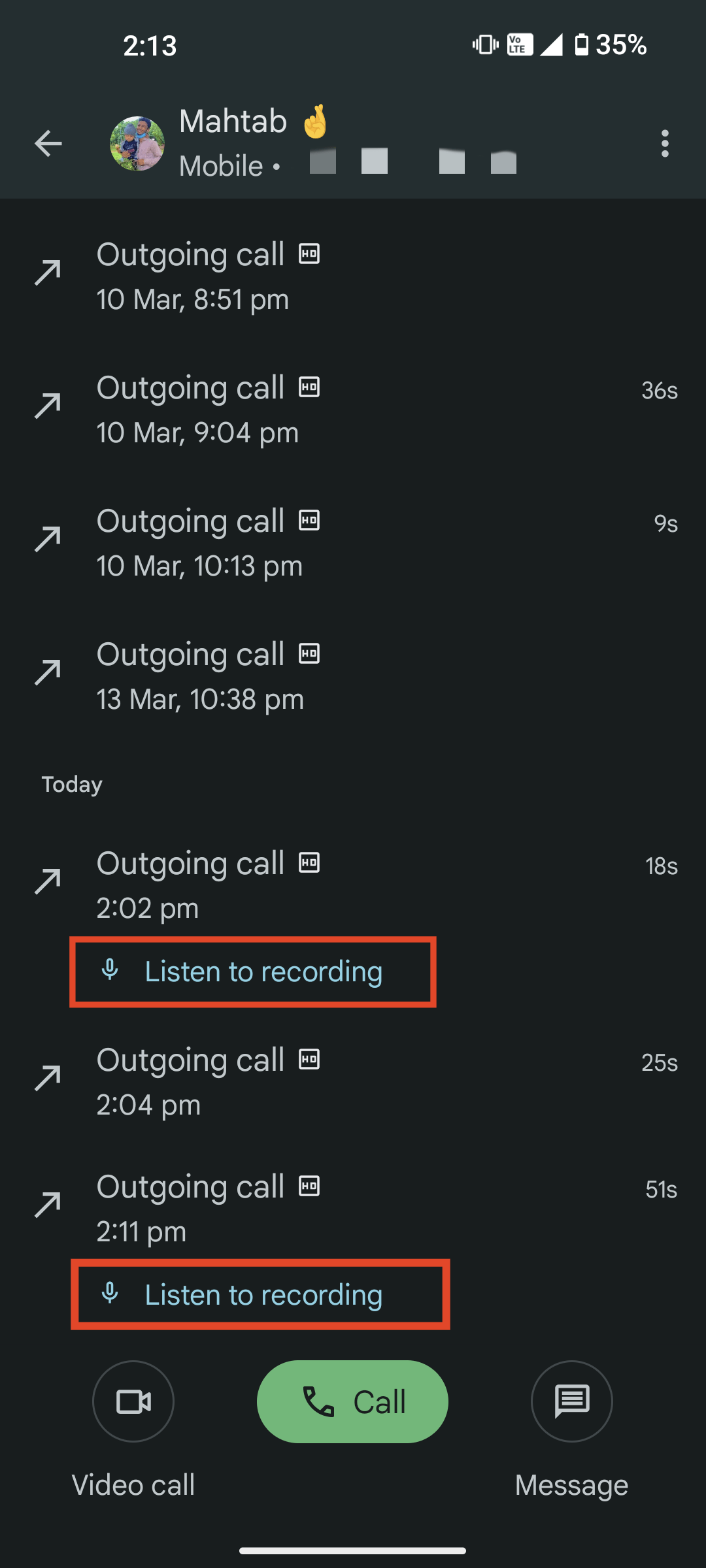 Удаление записи звонка в приложении Phone