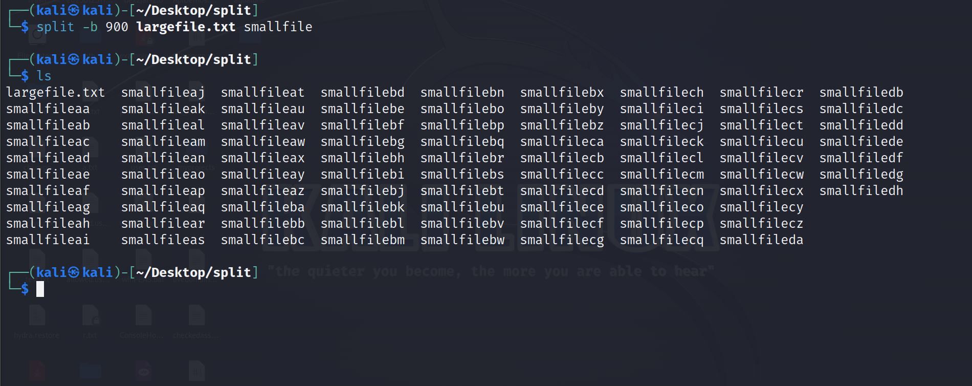 Результат разделения файла по размеру