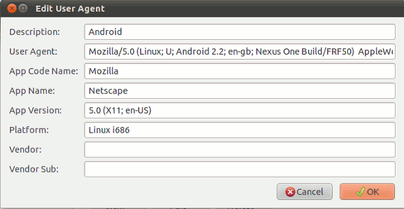 Добавление user-agent в Firefox