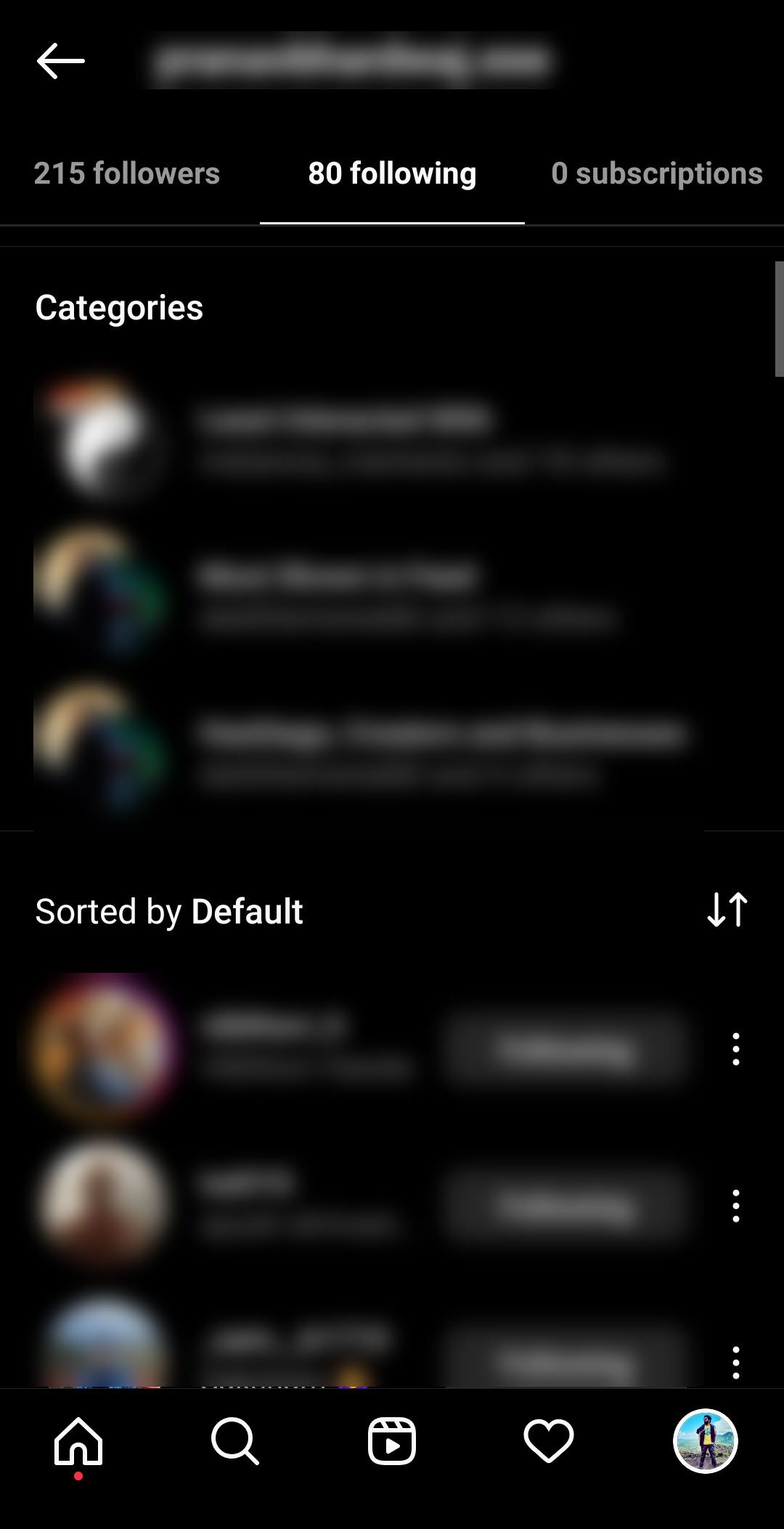 sort by option in instagram