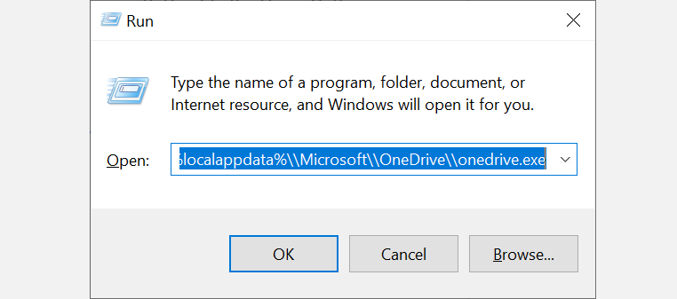 Запуск OneDrive вручную после сброса