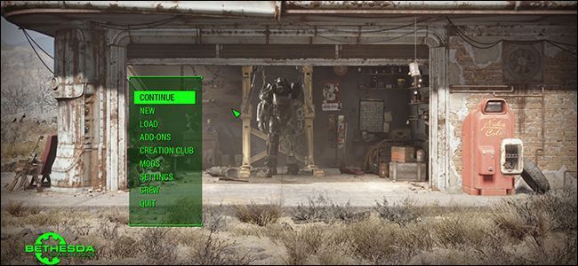 Скриншот: главное меню Fallout 4 после установки мода