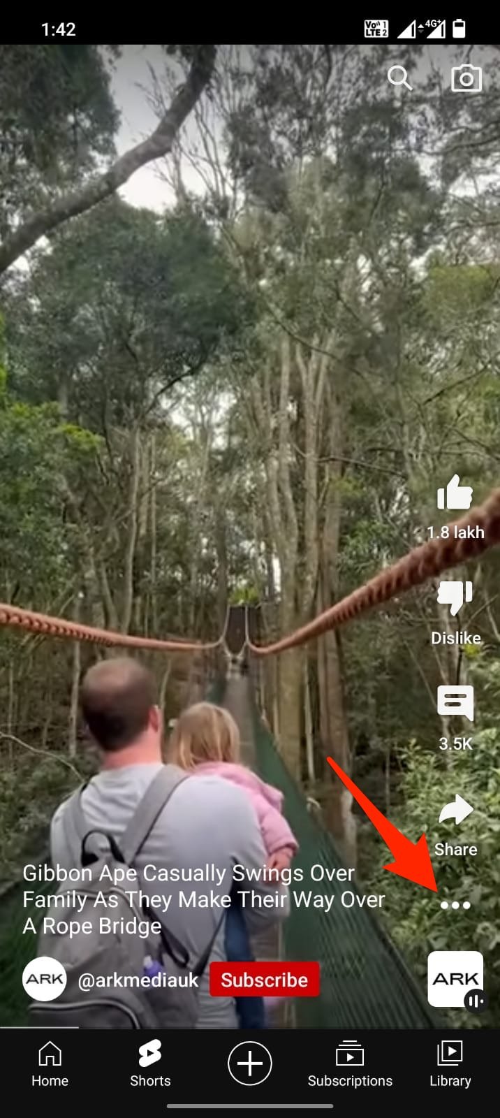 ショートのメニューを開くイメージ