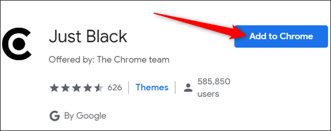 Кнопка «Добавить в Chrome» на странице темы