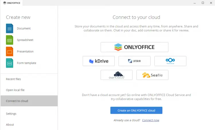 Скриншот интерфейса ONLYOFFICE Desktop Editors