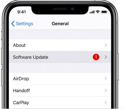 Экран обновления ПО iOS