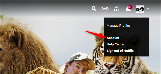 Открытие настроек учётной записи Netflix