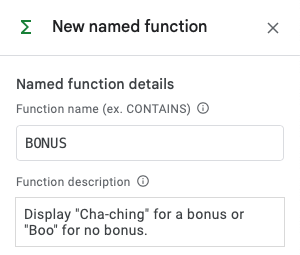 New function name and description