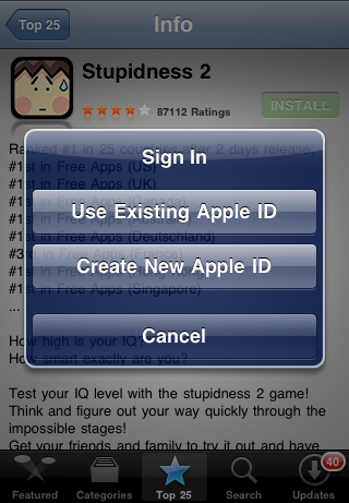 Текущий Apple ID показан в нижней части App Store