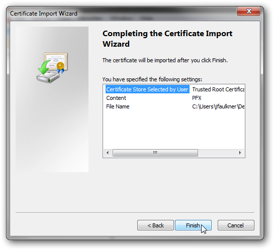 Завершение мастера импорта