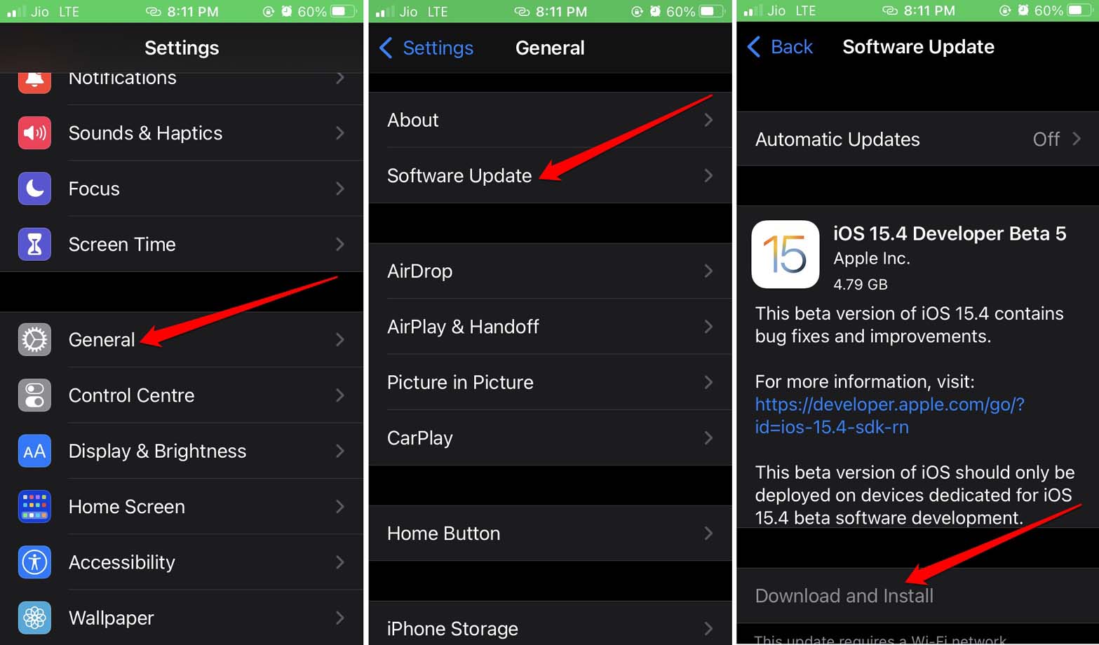 Установка обновления iOS на iPhone — экран обновления ПО