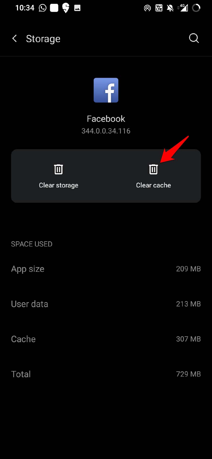 clear facebook app cache