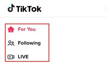 Вкладки «Для вас», «Подписки» и «В эфире» слева в веб‑версии TikTok на Chromebook.