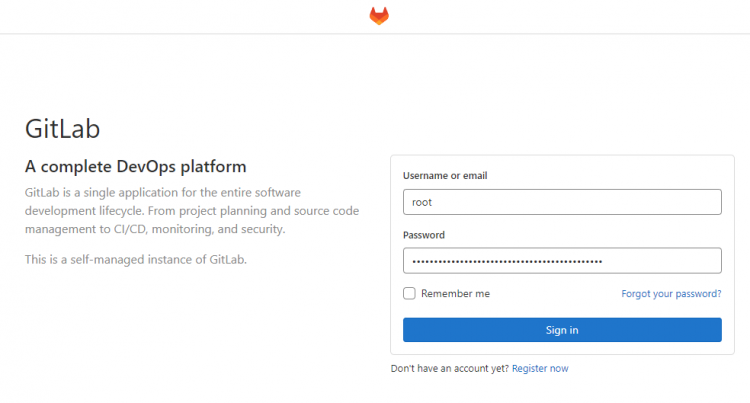Экран входа GitLab
