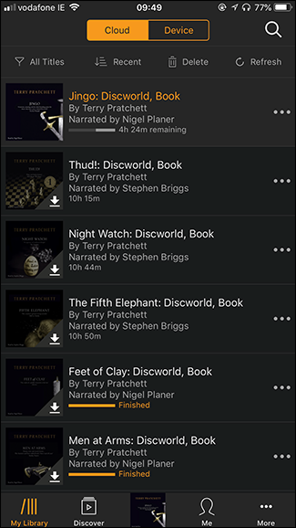 Пример библиотеки Audible с добавленной аудиокнигой