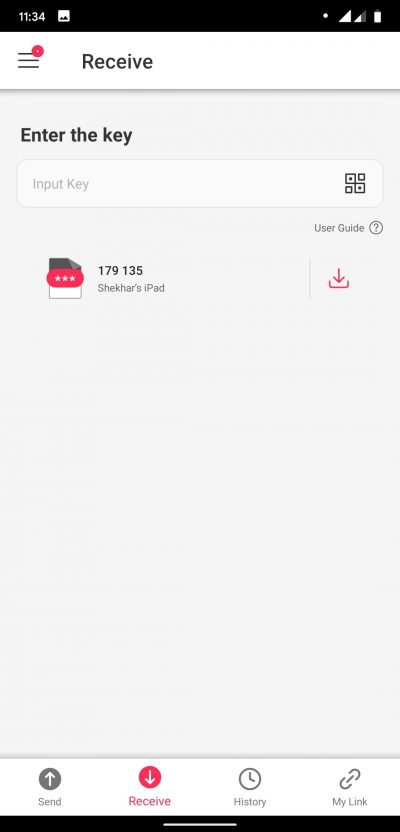 Arquivo recebido exibido na pasta do Android