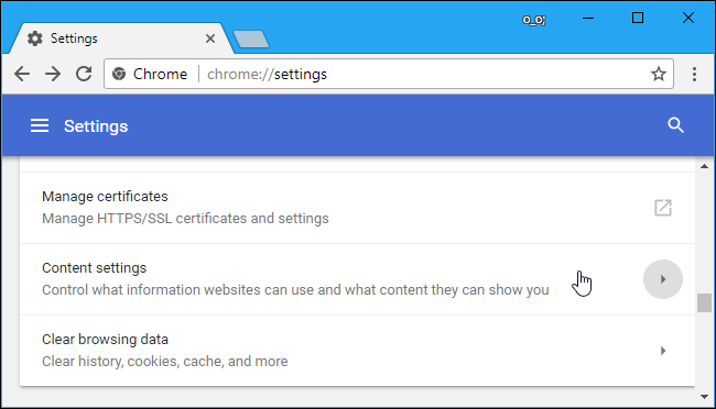 Список сайтов с разрешениями в Chrome