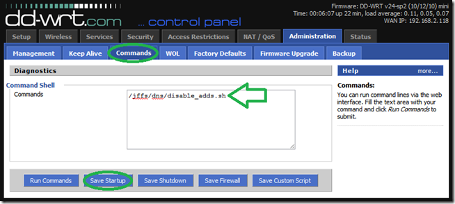 Добавление скрипта в автозапуск через Administration → Commands