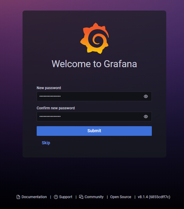 Смена пароля Grafana