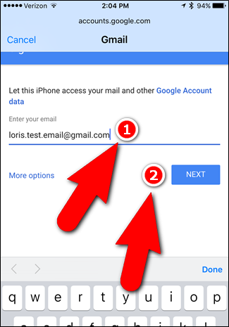 Поле для ввода email в iOS