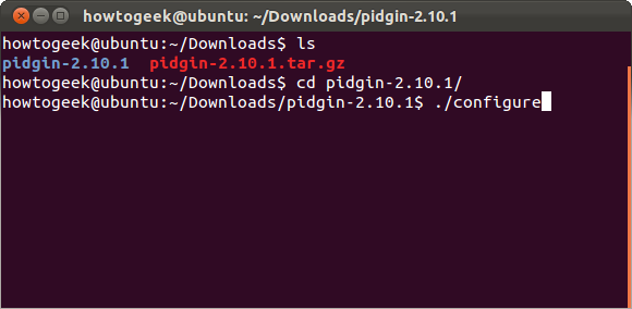 Скриншот: выполнение ./configure в терминале
