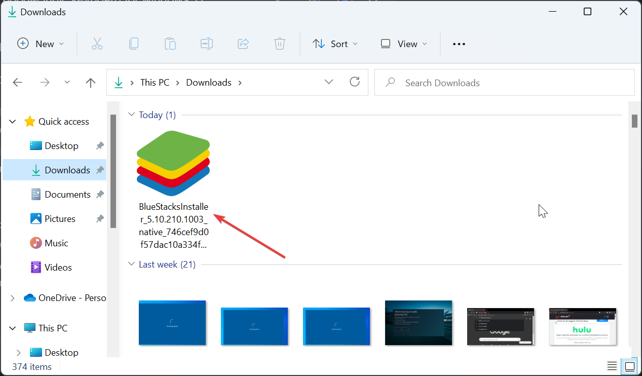 окно установщика BlueStacks