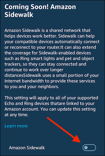 Отключение функции Amazon Sidewalk